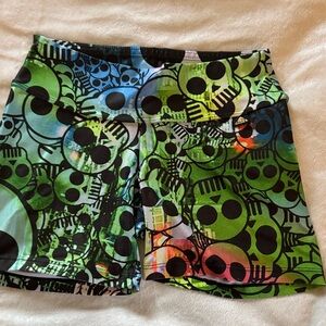 Colorful Skull Print Women's Athletic Shorts